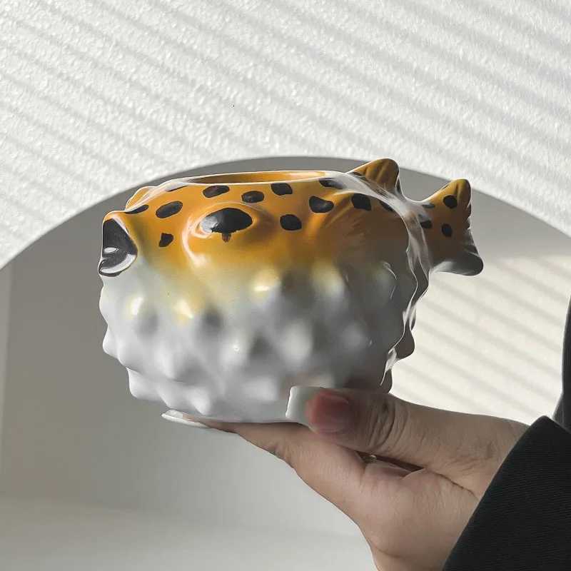 Creative Hawaii Tiki Ceramic Cup Personzed Bar Animal Cocktail Cup Tiki Cup Cute Pufferfish Tiki Mug Party Cocktail Glass C251210