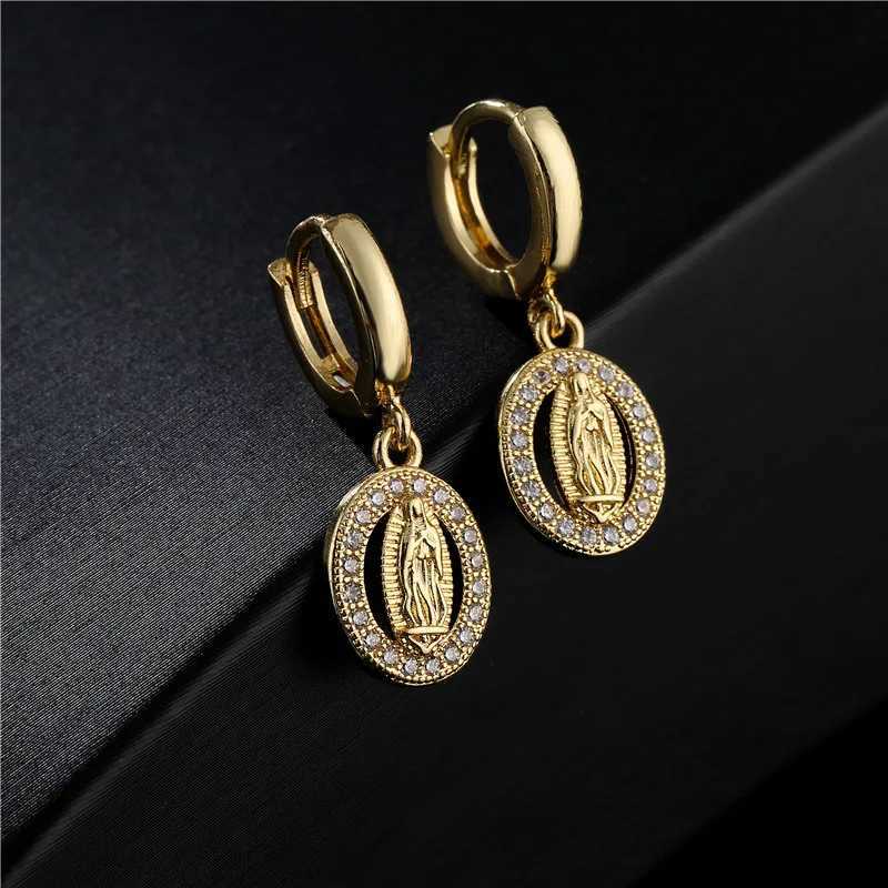 Gold Color Religious Wen Drop Earrings High Quty Virgin Mary Pendant Earrings With CZ StoneElegant Jewelry Gift Y251210