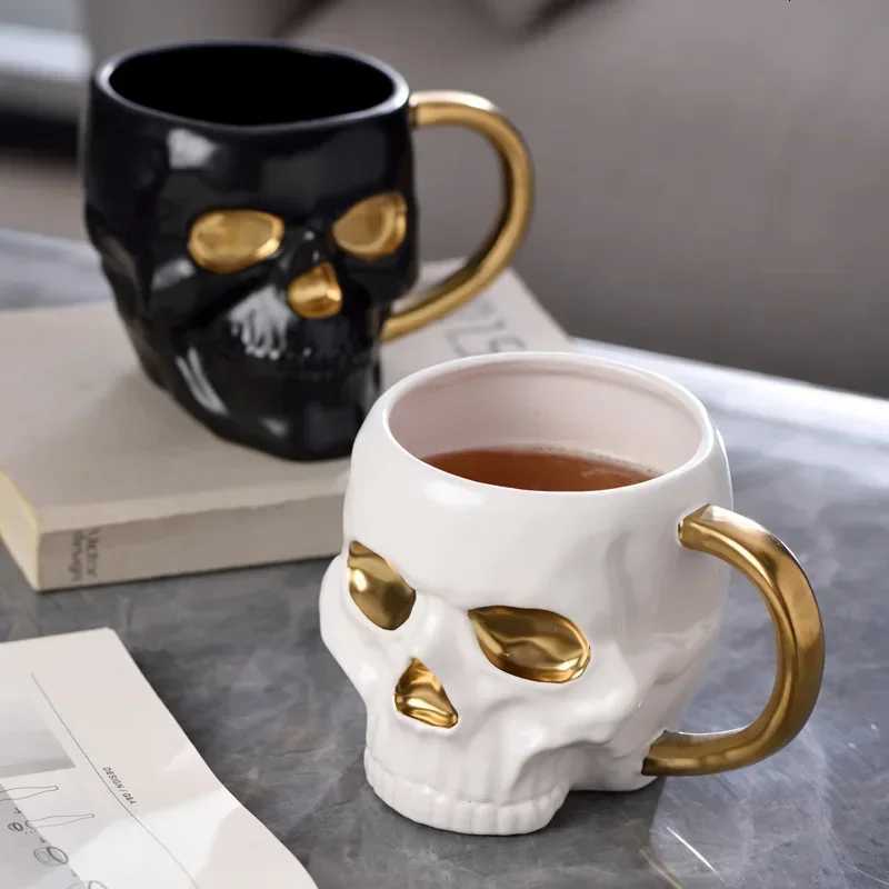 1Pc 580ML 600ML Porcelain White Black Skull Coffee Cup Beer Mug Drinkware For Juice Milk Ceramic Soup Bowls Halloween Gift C251210
