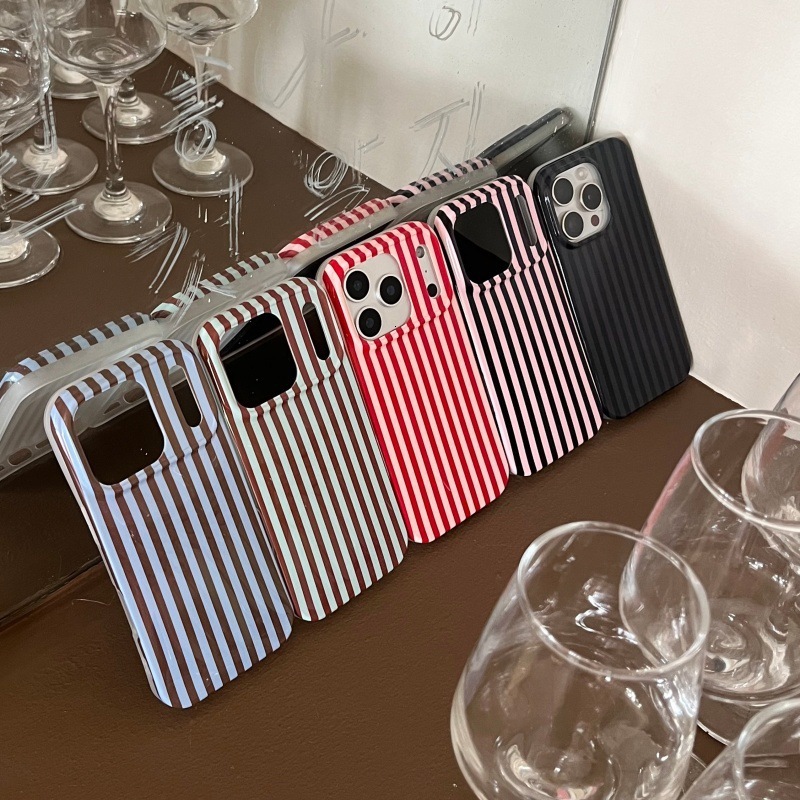 ins Korean Style Striped Suitable for iPhone 17 Pro Max Apple 16 Phone Simple 15 Girl 14/13 Soft Case