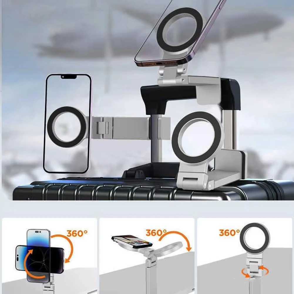 Magnetic Airplane Phone Holder Universal Travel Desk Cell Phone Mount Stand Foldable 360 Rotation Selfie Stick Phone port C251210