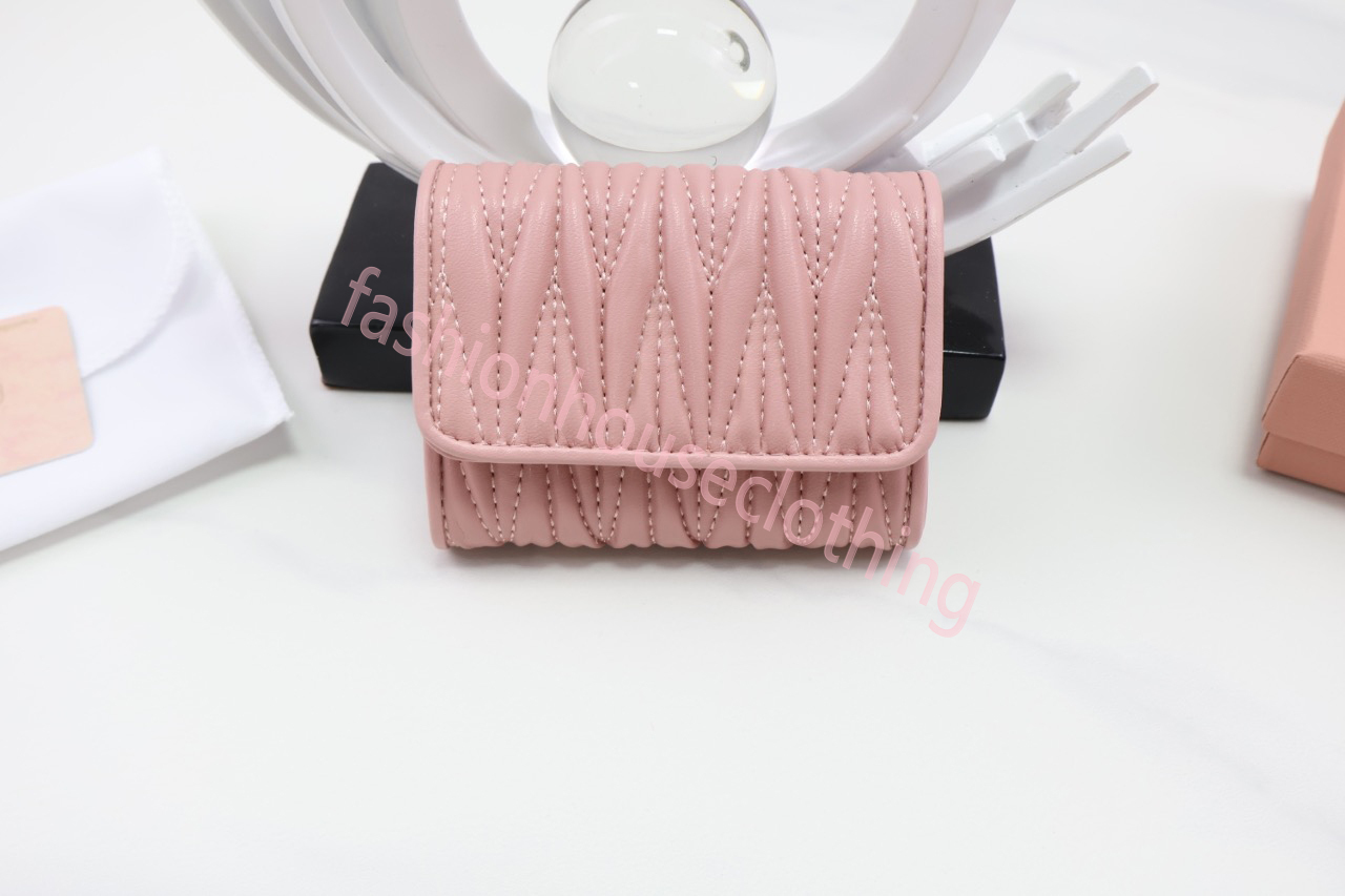 Pleated Design Short Wallets Designer Wallet mm Card Holder Luxury Purses Holders Genuine Leather Mini Pouch With Box 2 styles Unisex Card Holder TOP 10.5*8*3cm