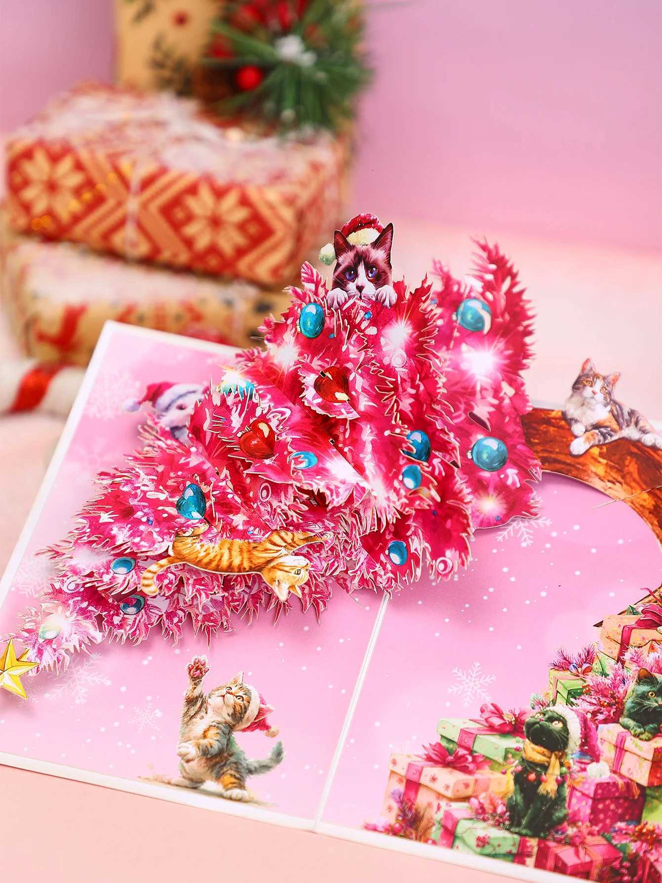 Christmas 3D Up Cards Xmas Tree/Santa/Snowman Theme Creative Holiday Gift Party Favors Decorations He Desk Ornaments H251210