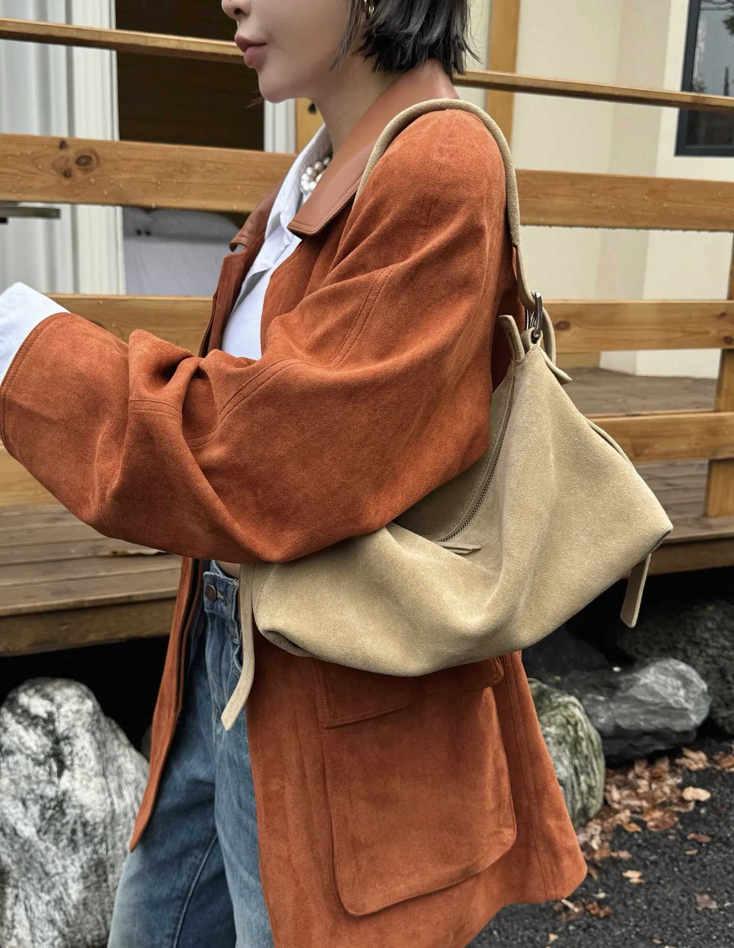 Autumn Winter Fi Wens Shoder Crossbody Bag Luxury Designer Brand Ladies Soft Suede Cow Leather High Quality Bag New Y251209