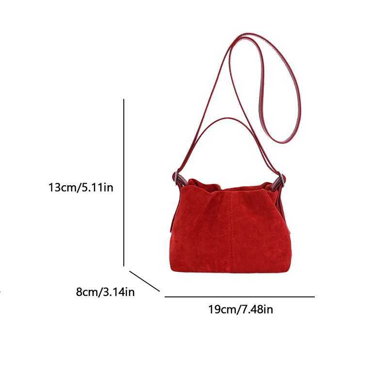 Korean Versi Suede Drstring Bucket Bag Magnetic Buckle Cute Shoder Bag Simple Portable Daily Cmuting Wen Crossbody Bag Y251209