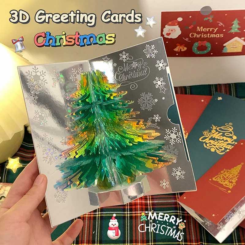 3D Up Christmas Card With sic Merry Christmas Greeting Card Handwritten Blessing Invitation Cards Thanksgiving Gifts H251210