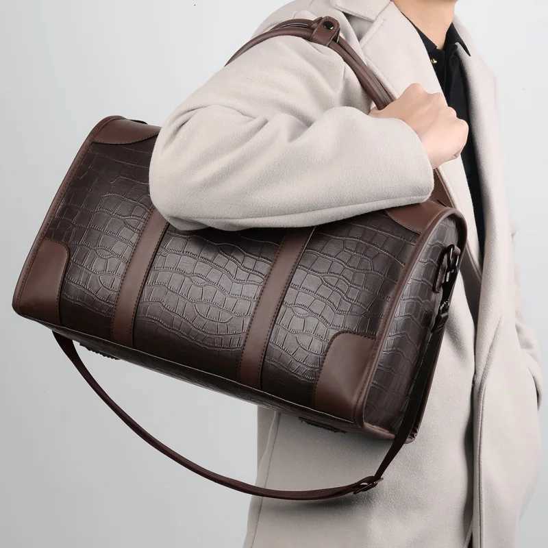Fi Handbag Bag Men Business Travel Tote Luxury Alligator PU Leather Lage Bag With Shoder Strap Crossbody Bags Duffle Y251209