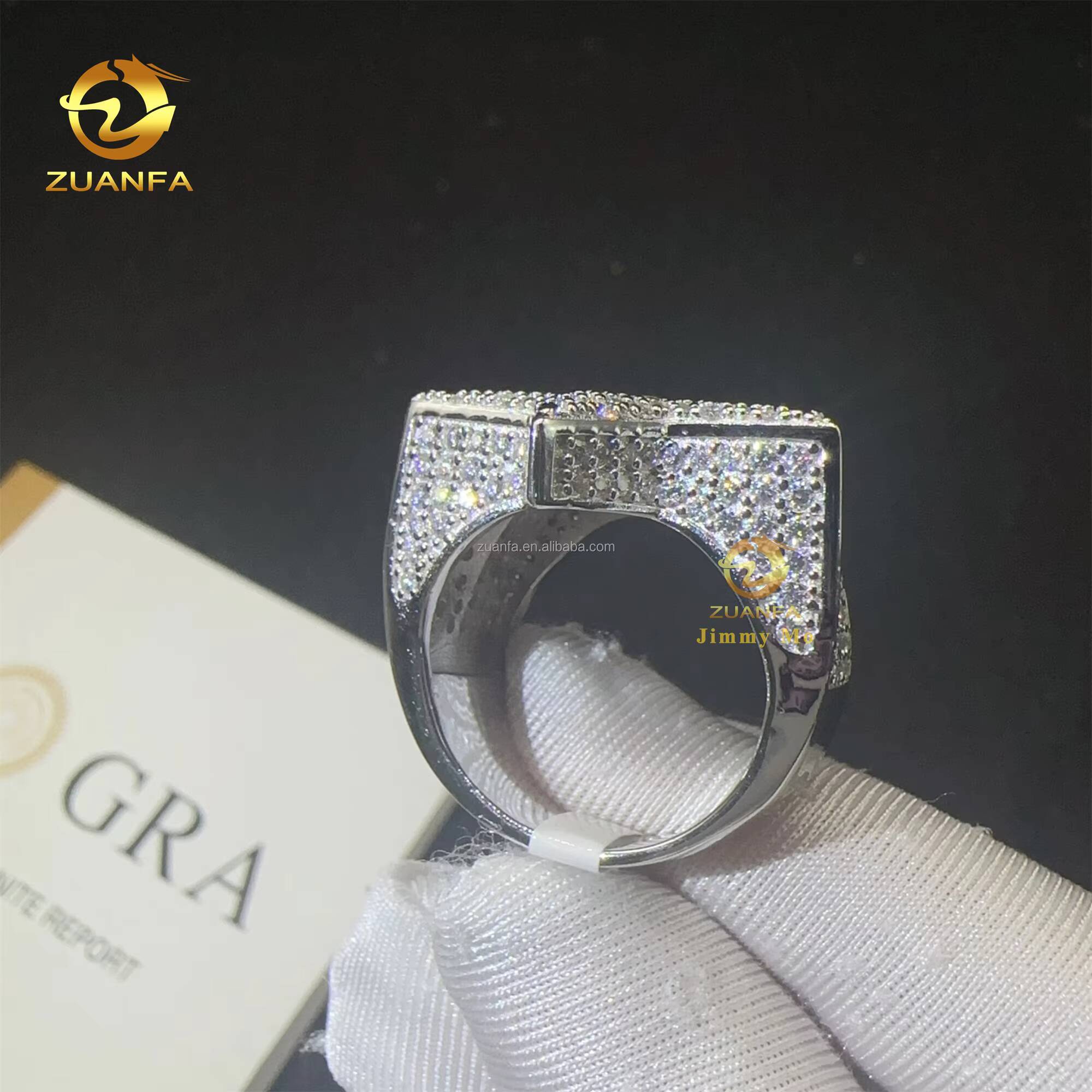 Fashion Jewelry Wholesale Sterling Silver Full with GRA 925 Iced Out Hip Hop Men Fashion Vvs Moissanite Star Ring for Man