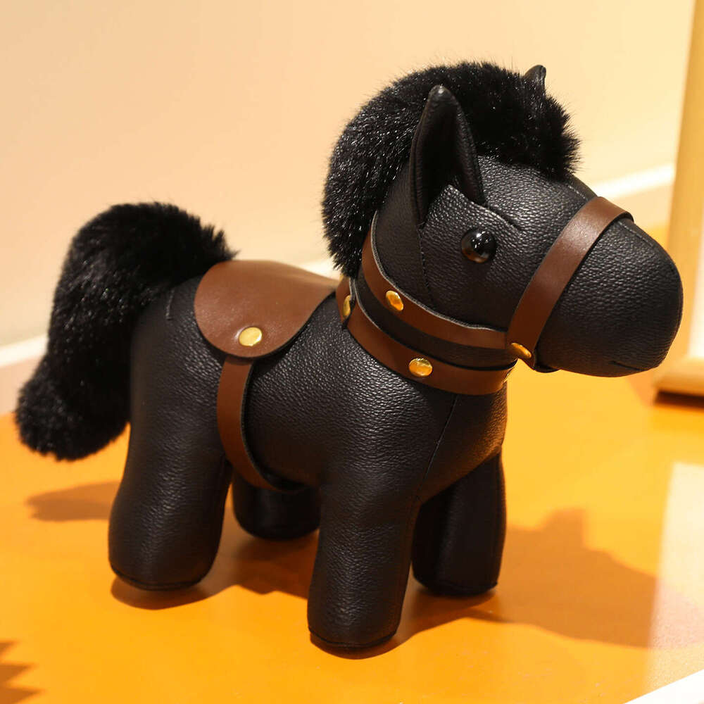 New Zodiac Plush Doll Leather Horse Mascot Bag Keychain Pendant Figurine Birthday Gift