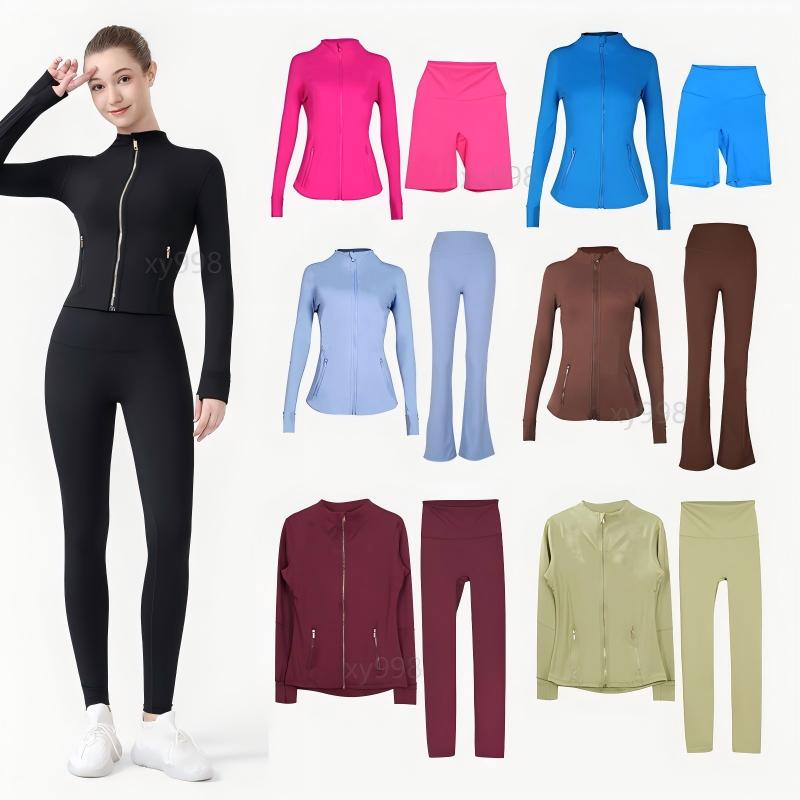 Workout set Gym sets Women Yoga Sets jackets shorts leggings flared Pants cropped jacket High Waist Sport Zip Up Coat Elastic Sportswear Outfits Gym Tracksuit Jakets