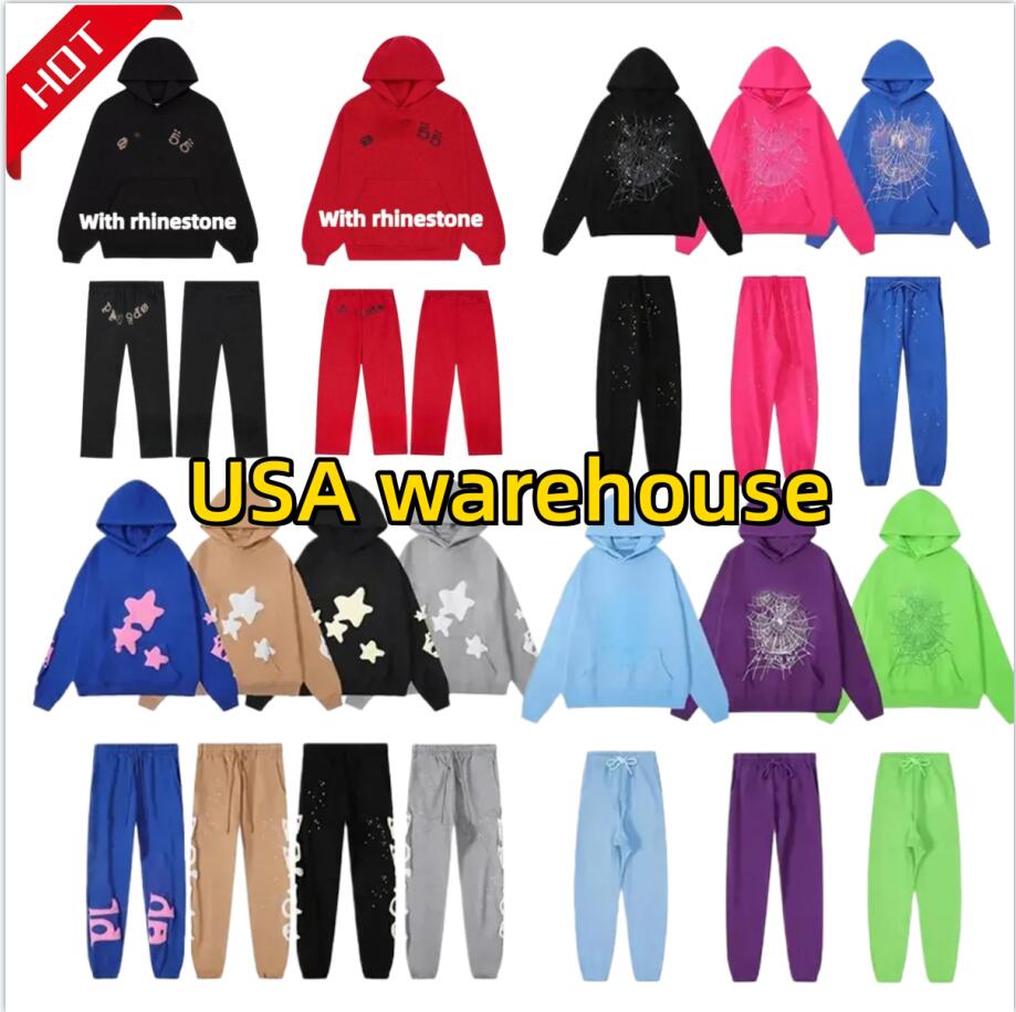 Casual spider hoodies for men designer hoodie sweatpants web 55555 y2k women sweatshirt pullover jumper tracksuit mens hoodie hip hop rhinestone puff printing dh12