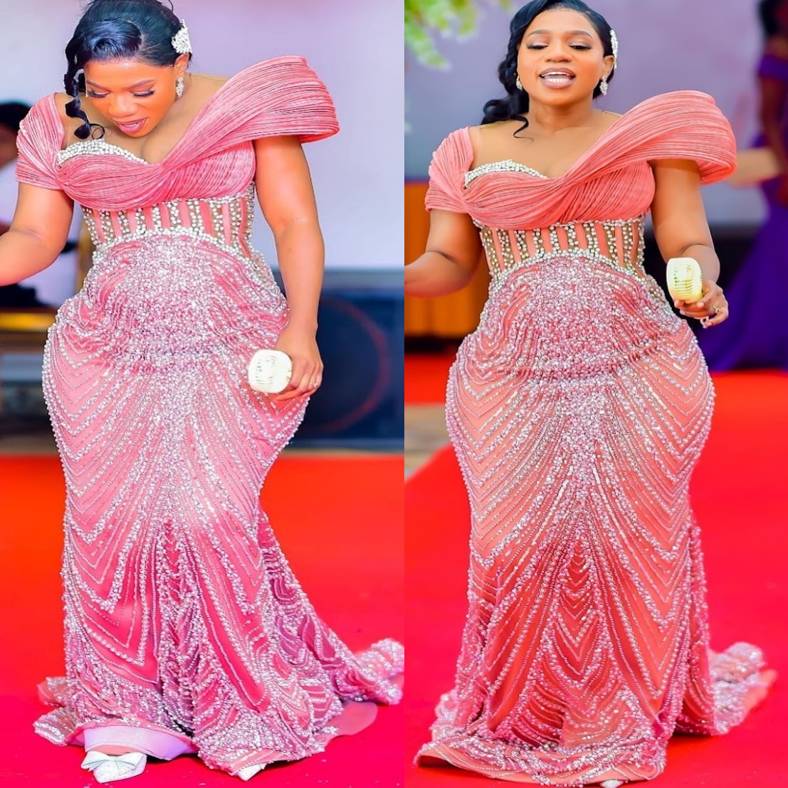 Aso Ebi Blush Pink Mermaid Prom Dresses 2026 Pearls Sheer Neck Sequined Evening Formal Party Second Birthday Engagement Gowns Plus Size Dress For Spec