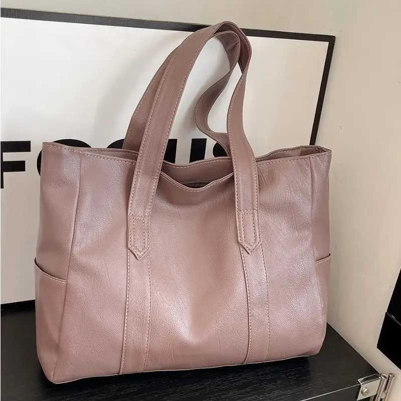 Fi Design Wen Solid Color Shoder Bag Soft Pu Leather Cmute Large Capacity Casual Tote Handbag Wens Shoder Bag Y251209