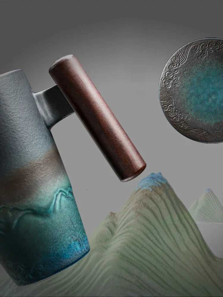 Creative Retro Mug Ceramic Large Tea Cup Coffee Handmade Pottery Mug Cups and Mugs Business Gift Set Bol Traditionnel Chinois C251210