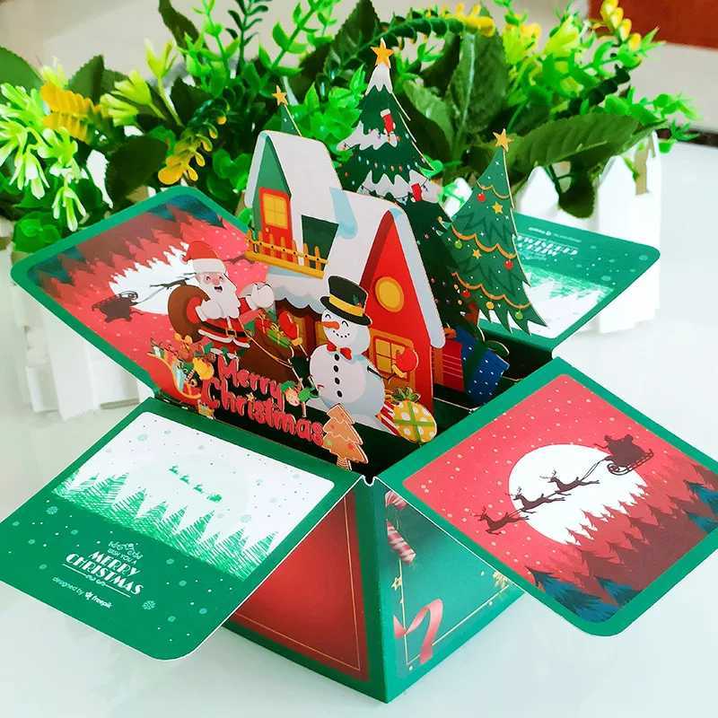 New Christmas es 3D Up Card With sic Lights Merry Christmas Creative Stereoscopic Box Gift For Kid Family Decor H251210