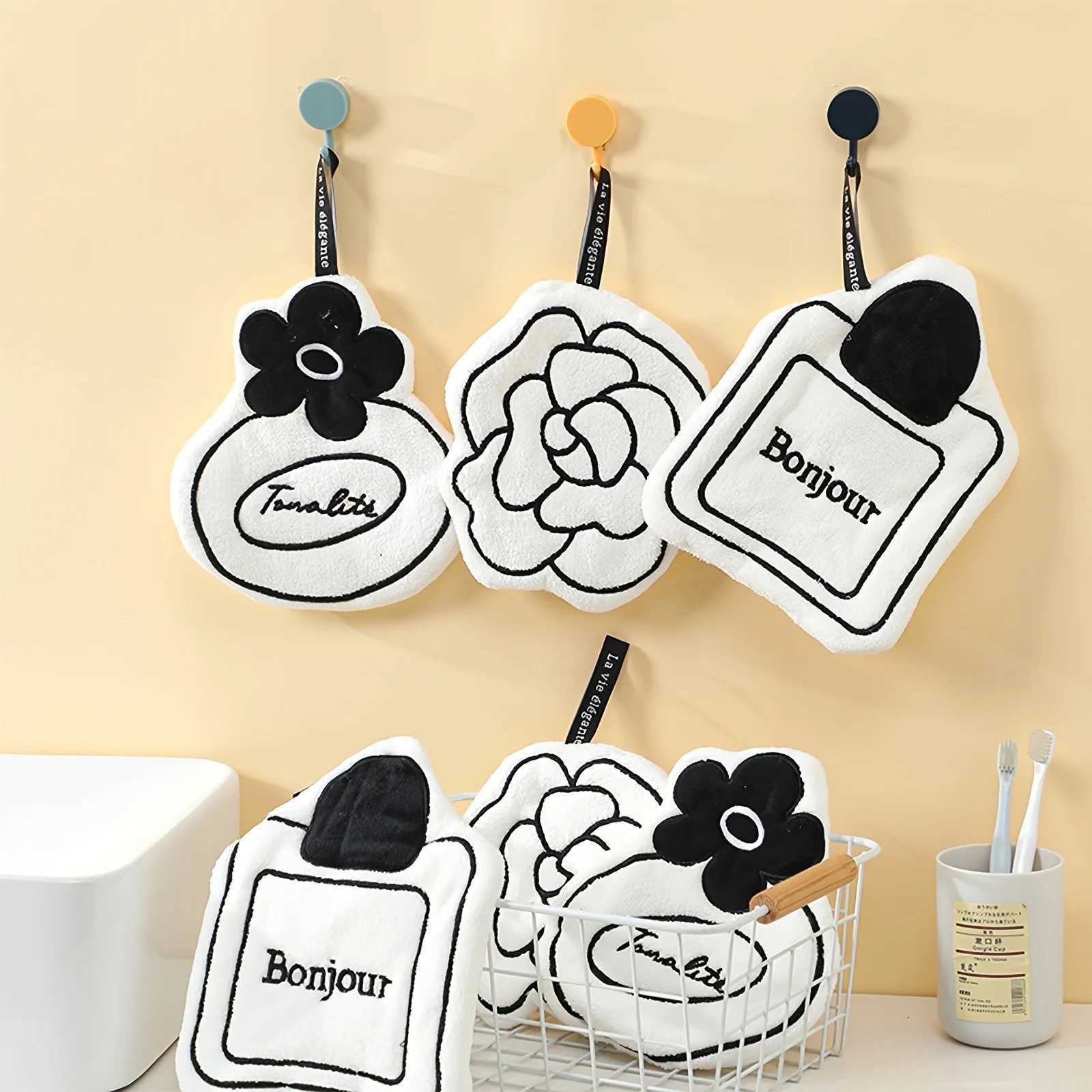 luxury 9pcs Hanging Hand Towels-Camellia Ultra Absorbent Hand Wash Only Quick Drying Thick and Soft Polyester Kitchen Bathroom Decor C251210