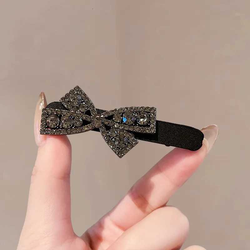 2pcs/set Sweet Bow Rhinestone Hair Clips Girls Kaii Cute Heaear Veet Bowknot Duckbill Clips Kids Sided Clips Bangs Hairpin Y251210