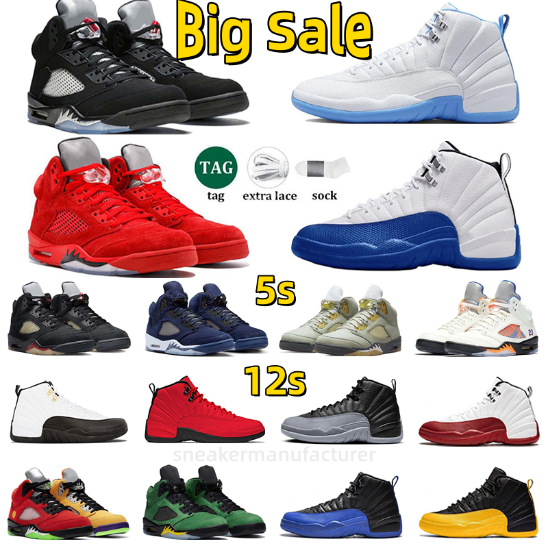 Designer Shoes 5s Basketball Shoes 12s Men Women Sneakers Black Cat Flame Red Tongue NY Black NY Pink Blueberry Cherry Melo White Outdoor Sport Training Sneakers