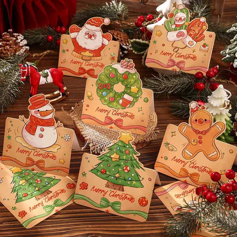 10/30pcs Retro Cartoon Christmas Cards 3D Stereo Greeting Cards Handwritten Xmas Cards Holiday Decor Cards Festival Gifts H251210