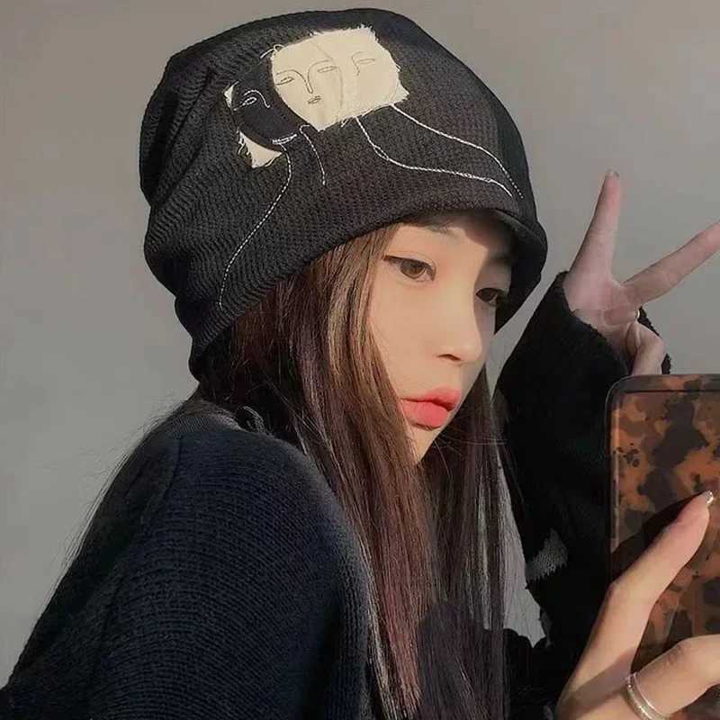 Luxury Autumn Spring Knitted Slouchy Beanie Women Baggy Soft Warm Hat Solid Color Ladies Stretch Slouchy Cap Skullies Beanies Y251209