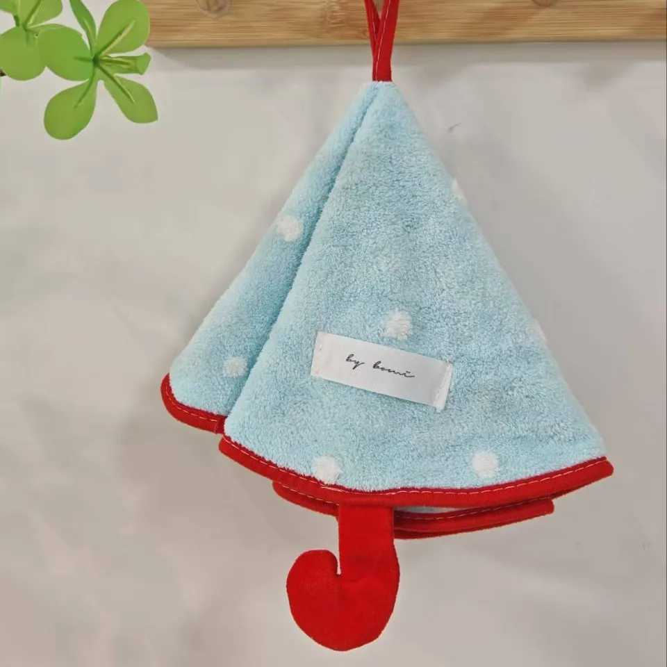 Hot-selling Small Umbrella-shaped Hand Towel Household Kitchen Hanging Hand Towel Coral Fleece Thickened Absorbent Handkerchief C251210