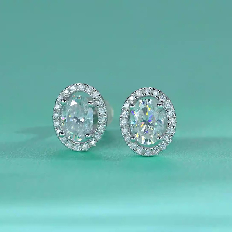 Choucong Ins Top Sell Stud Earrings Luxury Jewelry 925 Sterling Silver Oval Cut 5A Cubic Zircon CZ Diamond Gemstones Party Elegant Women Wedding Earri