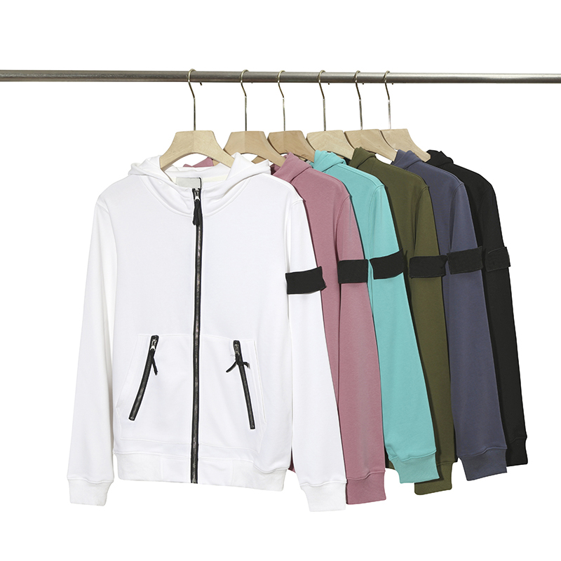 Mens Designer Hoodie Zip Up Embroideried Compass Jumper Metal Zipper Terry Cotton Hidden Adjustable Drawcord Bomber Collar Ribbed Cuffs Narrow Brim EU size S-XXL