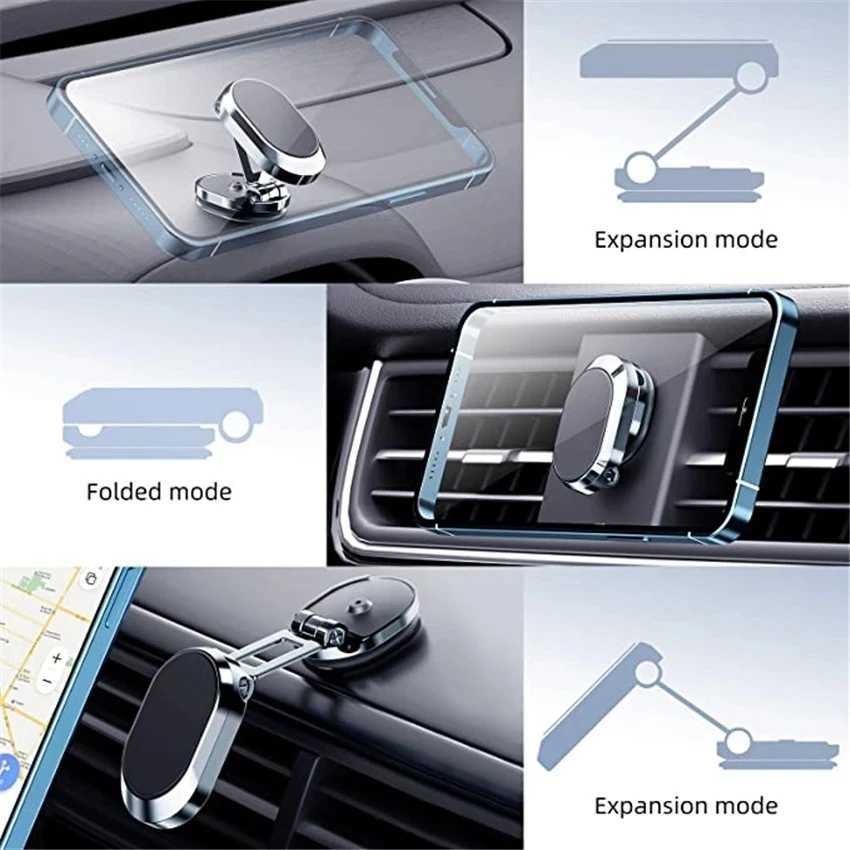 Metal Magnetic Car Phone Holder Foldable Magnet Mount Mobile Cell Phone Stand GPS port For iPhone 17 16 C251210