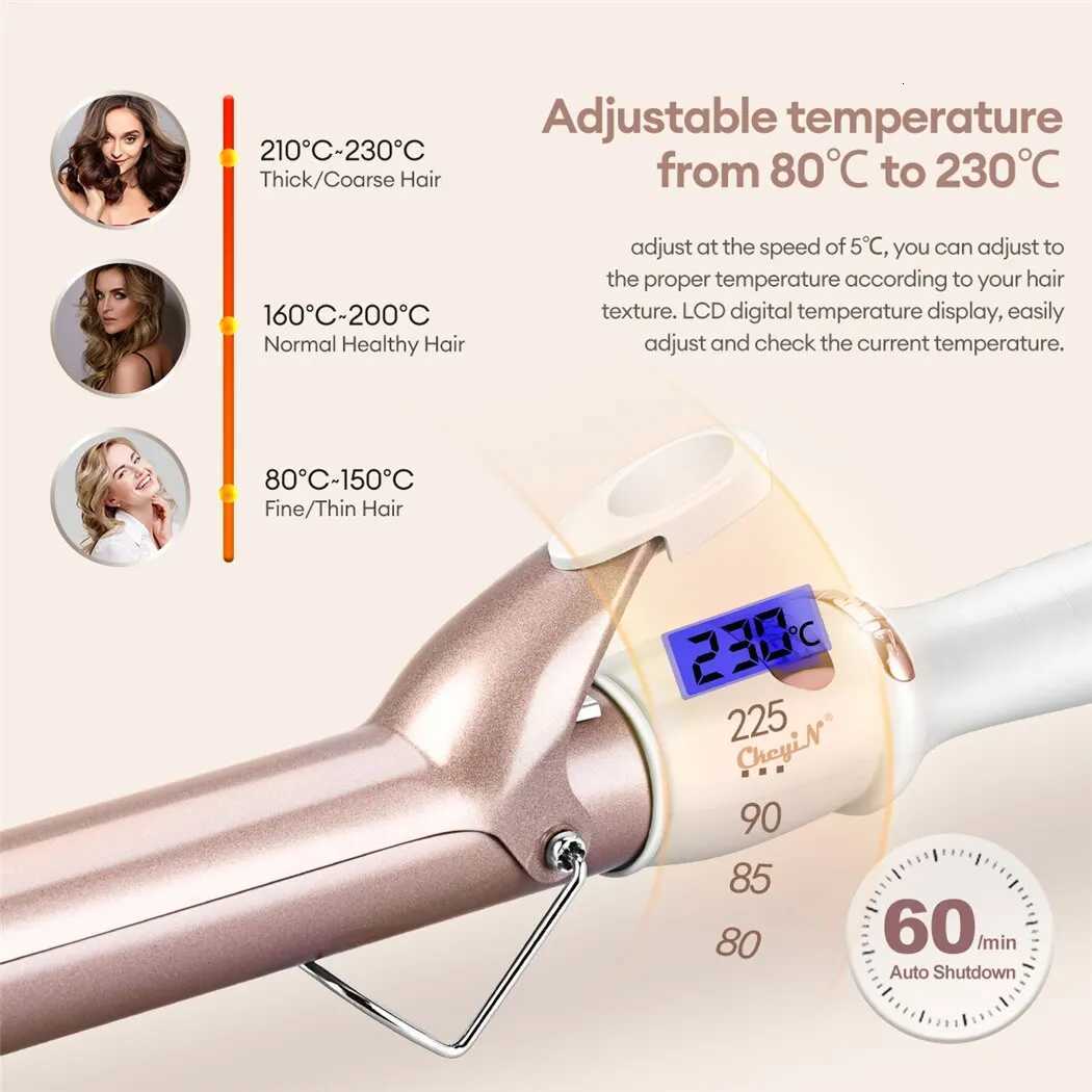 CkeyiN 32mm 38mm Electric Hair Curler for Women Professional Ceramic Curling Iron Adjustable Temperature Hair Styling ToolT251210