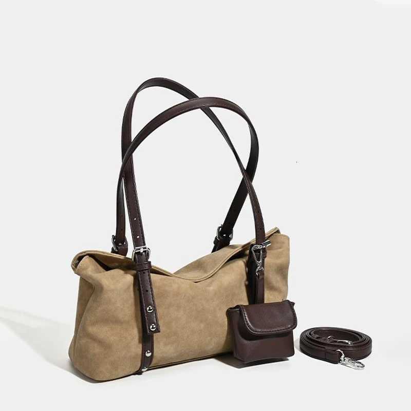 Suede Crossbody low Bag with Mini PurseVintage Design Wen Underarm Shoder BagAutumn/Winter Versatile Top Handle Handbag Y251209