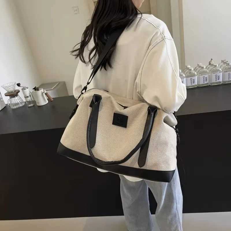 New Style Large Capacity Canvas and PU Travel Bags 2025 Causal Versatile Sense of Luxury Shoder and Crossbody Bags for Wen Y251209