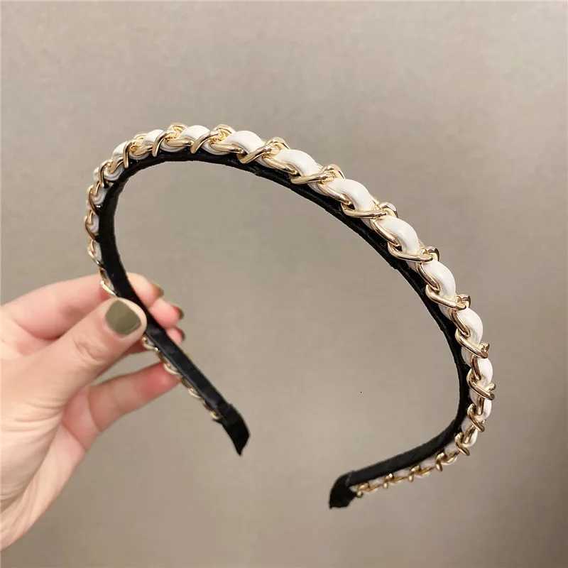Leather Solid Color Knotted Haiand knitting Hair Hoop Bow band Wen Girls Retro makeup Hair Accories Y251210
