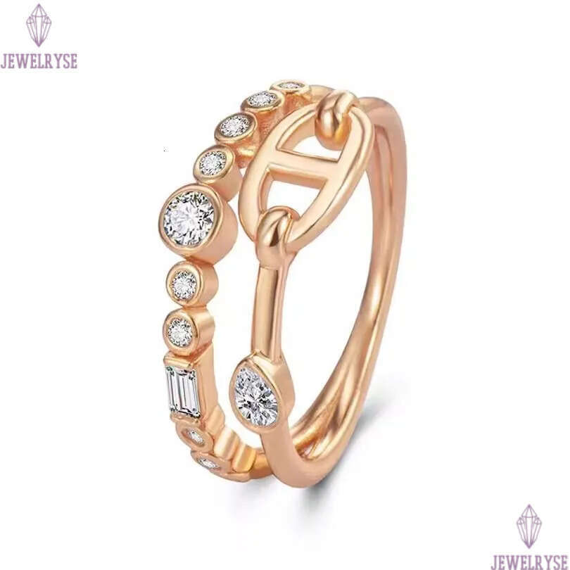 Luxury classic letters designer band ring for women girls charm elegant double layered row zircon hollow rings jewelry silver rose gold two colors