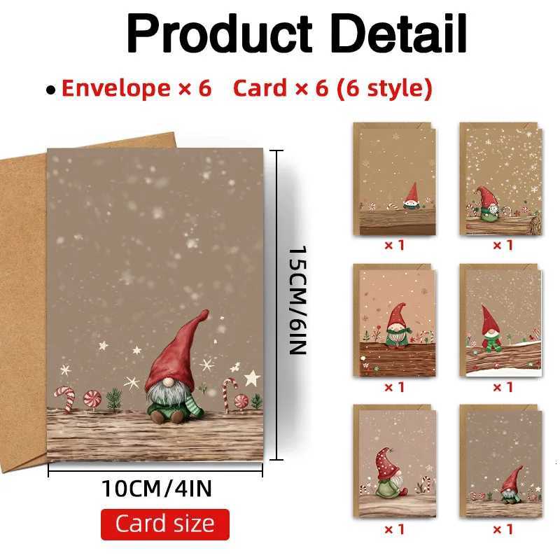 12pcs 6 envelopes 6 cards /24pcs 12 envelopes 12 cards Christmas greeting cards featuring wearing a red hat postcard H251210