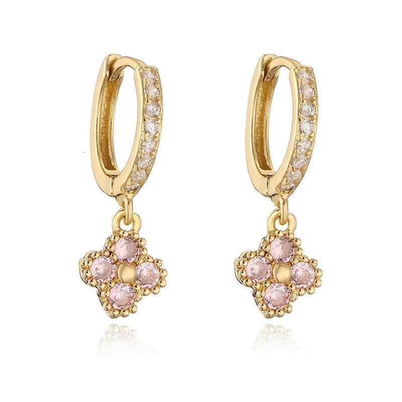 1Pair 18K Gold Plated Brass Small Hoop Earrings with Crystal Zirconia wer Pendant Earrings Perforated Wen Jewelry Gift Y251210