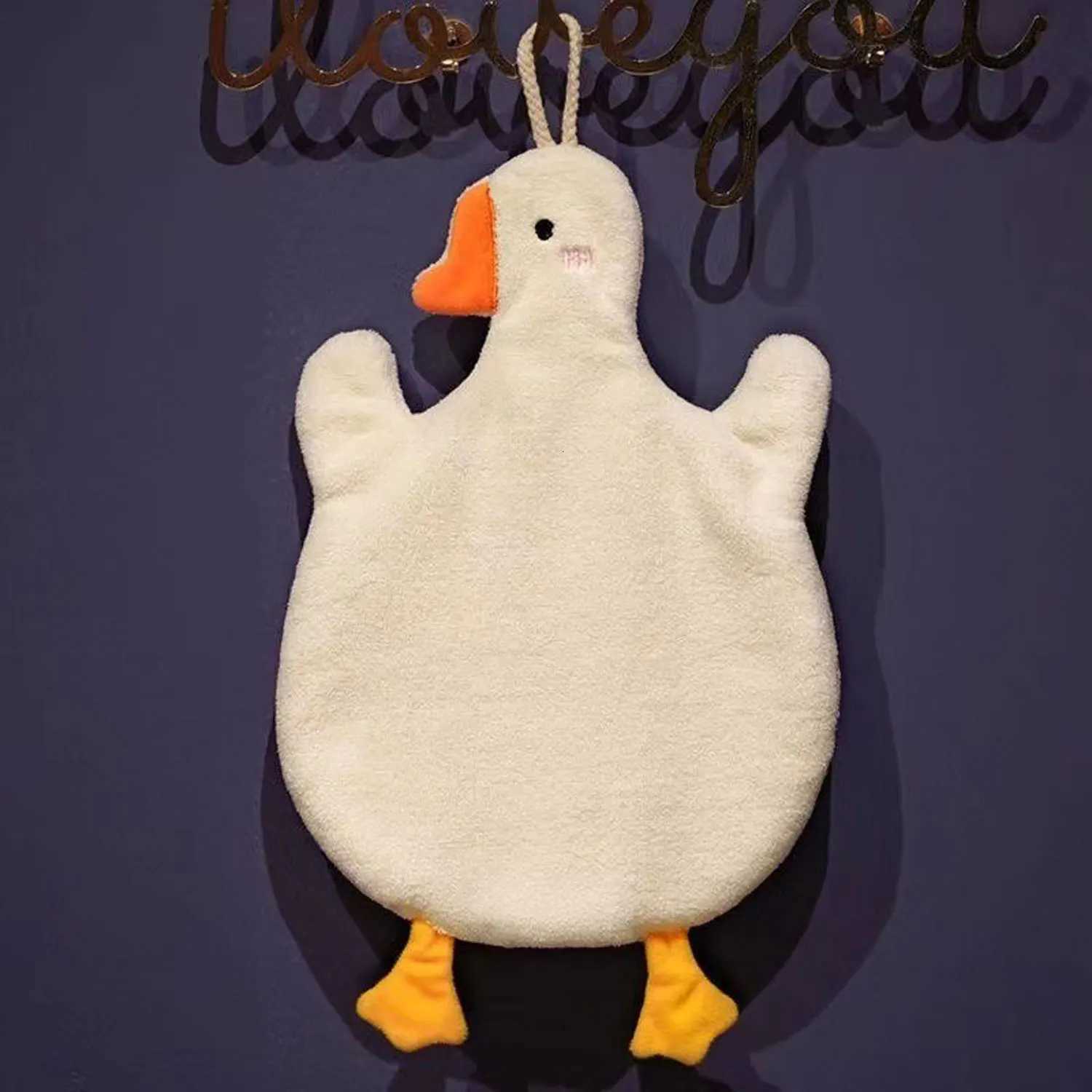 Cute Hand Towel Kitchen Bathroom and Toilet Hand Towel Hanging Type with Super Water Absorption Quick Drying Cartoon Goose C251210
