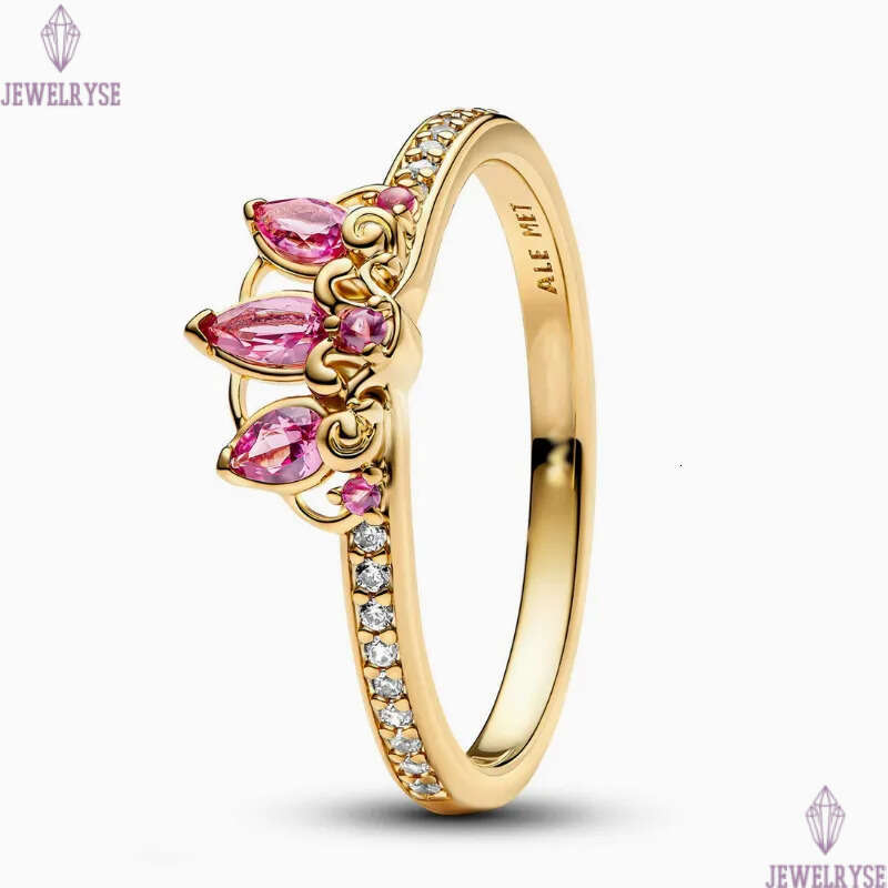 Rose gold Pink stone Crown Heart Rings with Retail Box 925 Silver CZ diamond Women Girls Wedding Nail Bowknot Tennis Engagement Ring Factory wholesale