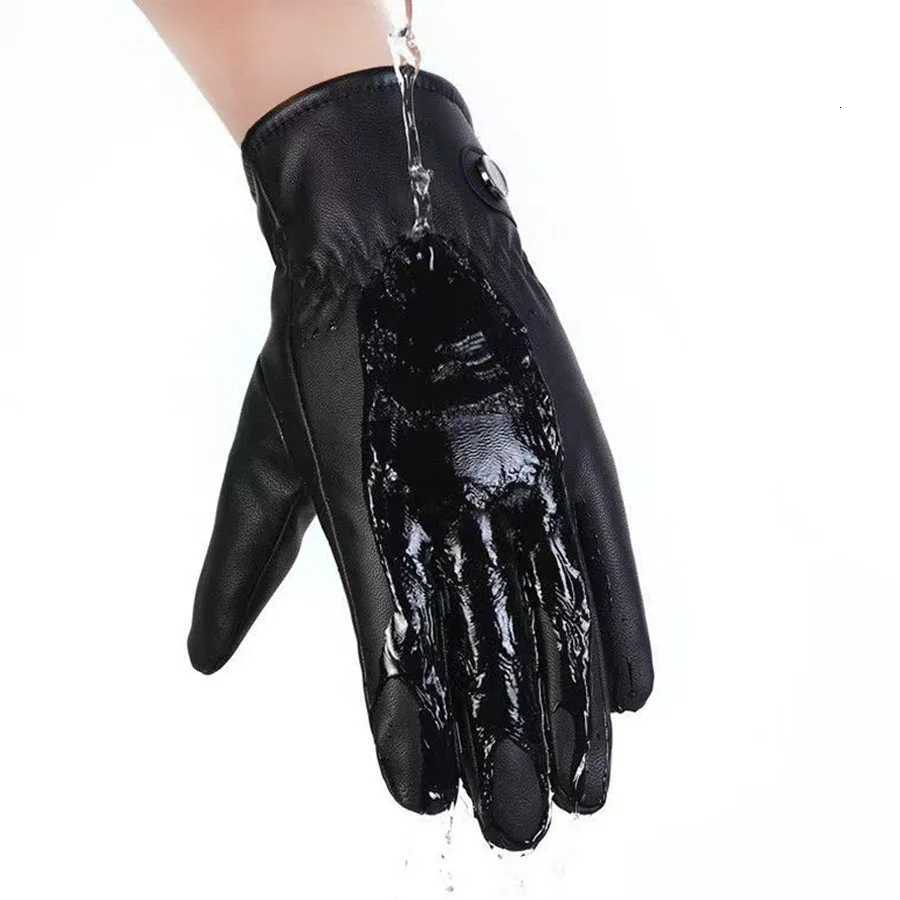 Fashion Winter Gs Wen Black Waterproof Faux PU Leather Cashmere Warm Gs Driving Mittens Touch Screen Gs Y251210