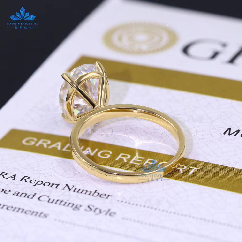 Fancy Custom Solitaire Big 2ct 3carat Gold 14k 18k Engagement Ice Oval Vvs Moissanite Wedding Lab Grown Diamond Ring for Women