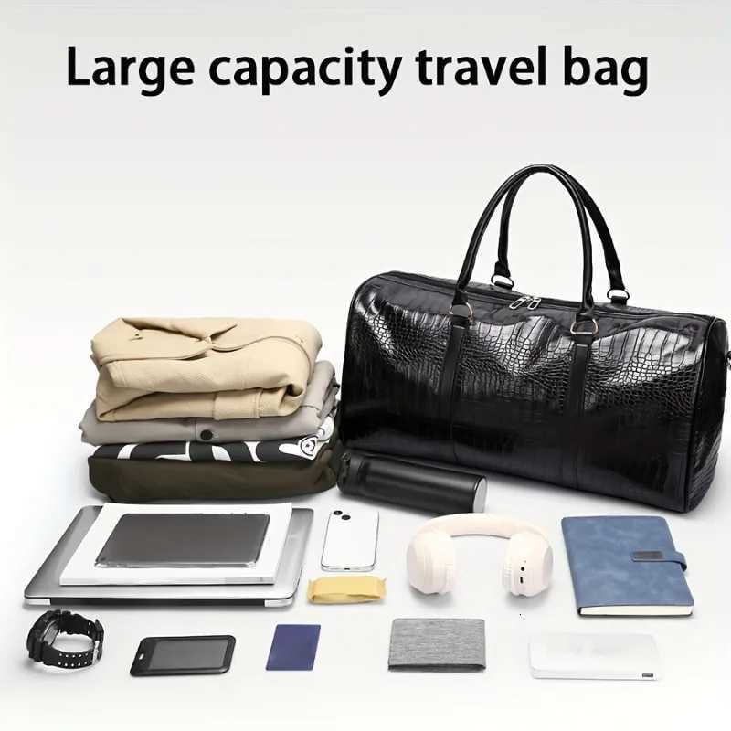 Large Capacity odile-Textured Duffel Bag with Adjustable Shoder Strap Stylish Gym Weekender Overnight Bag Y251209