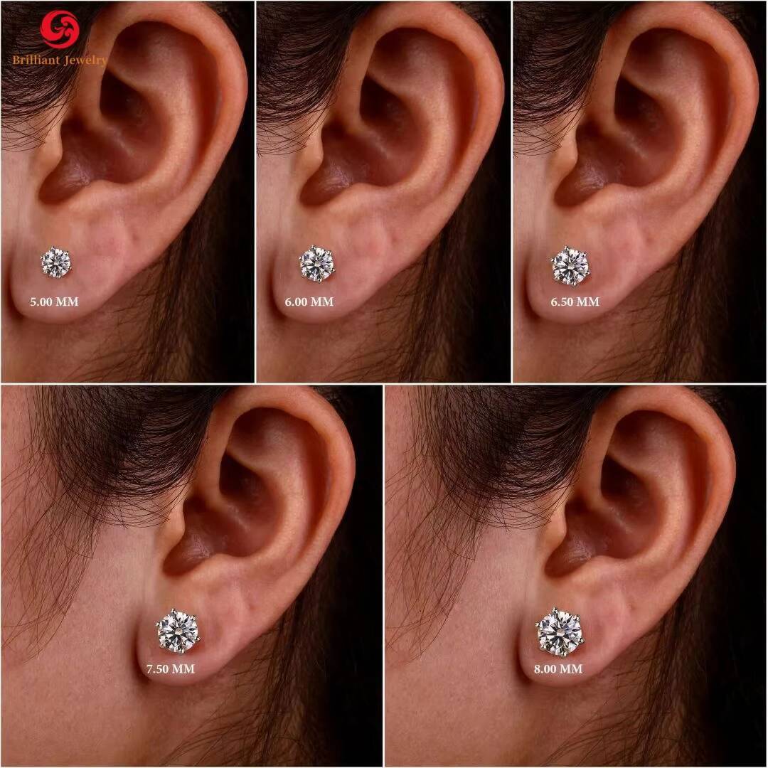 Custom Diamond Stud Earrings 10k 14k 18k Real Gold Round 65mm 8mm IGI Certificate D VS1 Lab Diamond Earrings for Women
