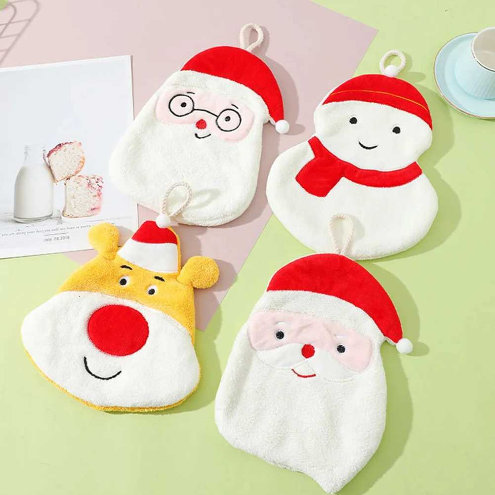 2Pcs Christmas Kitchen Towels Absorbent Coral Fleece Hand Towels Cute Holiday Design for Home Bathroom Xmas Hand Towel C251210