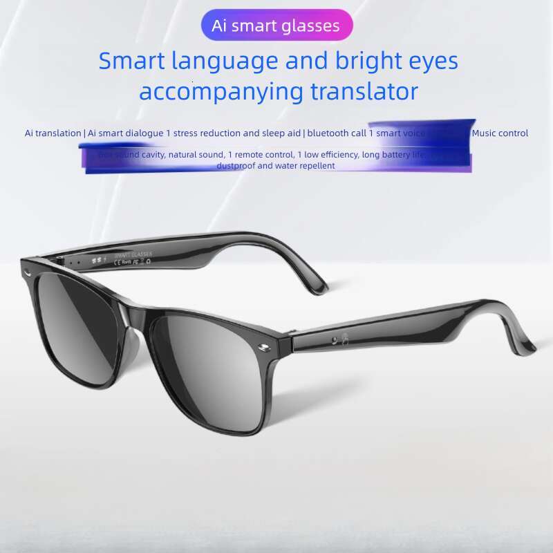 Famous Brand Black Technology AI designer Sunglasses Wireless Headset Real Time Translation Subtitles Smart Extraordinary Bluetooth Audio Glasses
