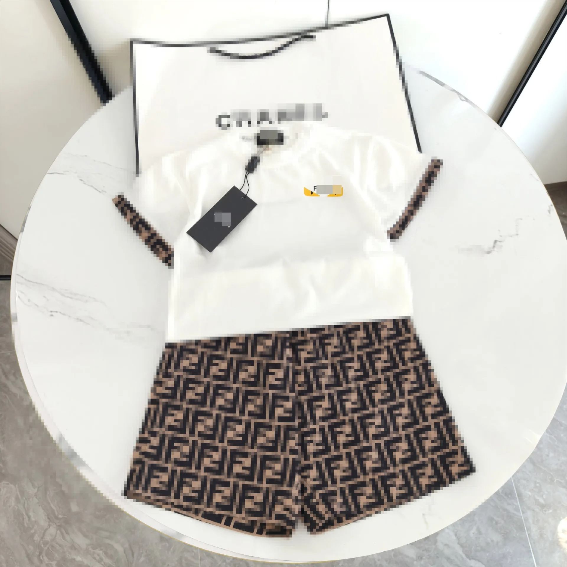 New Hot-selling Designer Boys' T-shirt + Shorts Two-piece Set with Letter Print Short-sleeved Top and Stylish Boy Suit Size 100-160cm Ac