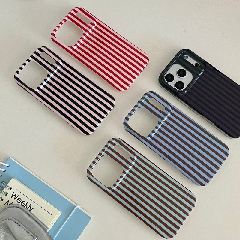 ins Korean Style Striped Suitable for iPhone 17 Pro Max Apple 16 Phone Simple 15 Girl 14/13 Soft Case