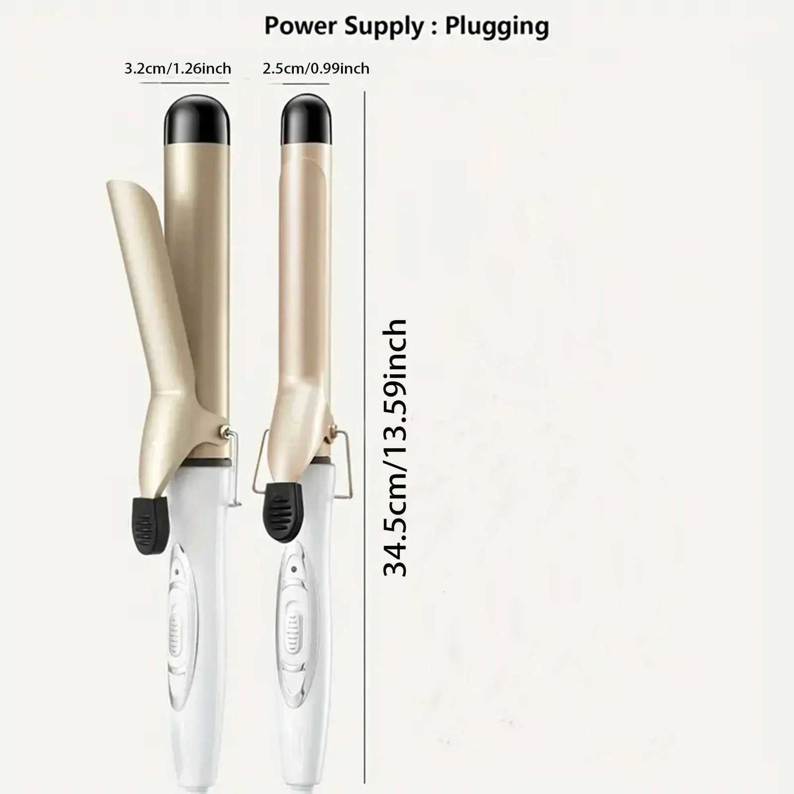 32mm and 25mm double barrel curling iron-bigwaveandsoftcurly hairAmericanplugfashionableblackgolddesignsuitableforlonghairT251210