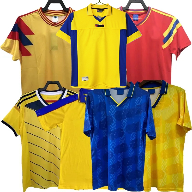 Retro classic Colombia soccer jerseys 1990 1994 1998 2001 02 03 04 05 2014 VALDERRAMA ESCOBAR JAMES Guarin football MEN KIDS shirts