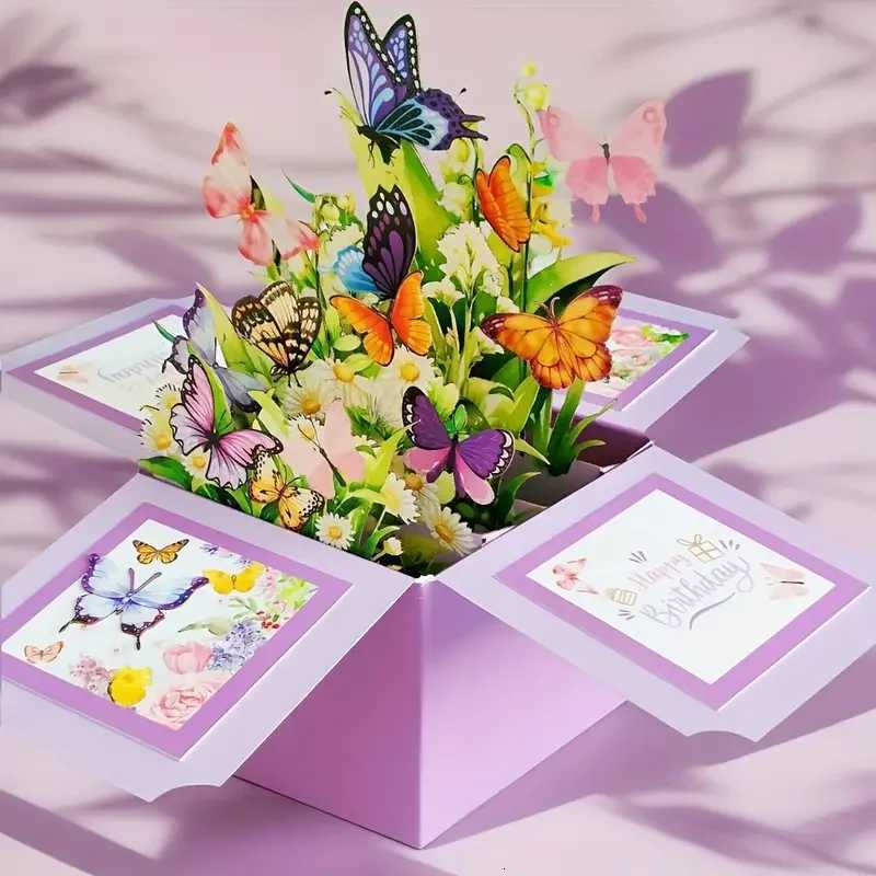 1pc 3D -Up Birthday Greeting Card - Floral and Design for Any Recipient Handwritten Note FeaturePaper Construction H251210