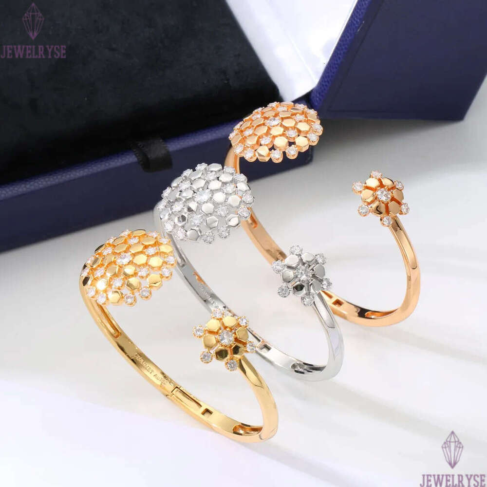 Top grade luxury snowflake flower designer ring for women shine crystal diamond 18k rose gold charm elegant love lovers couple nail rings bangle jewel