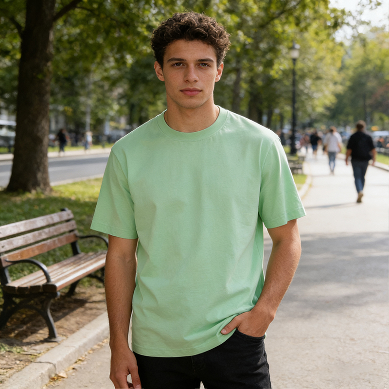 Unisex Oversized Crew Neck T-Shirt Short Sleeve Loose Fit Casual Basic Tee for Daily & Street Style -CF00186